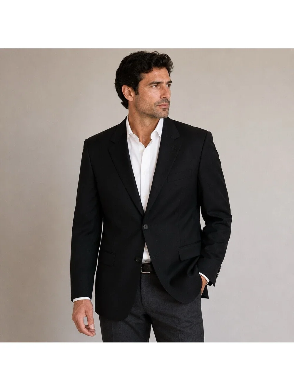 Pronto Uomo Platinum Black Wool Sport Coat Blazer 50R 100% Wool Classic Business